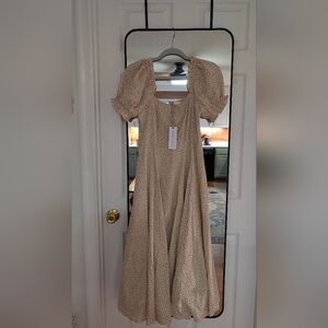 Cream Puff Sleeve Midi Sundress